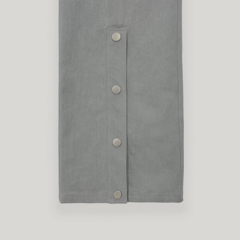 Gray Slit Snap Long Pants