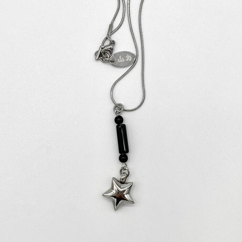 Black drop-star necklace