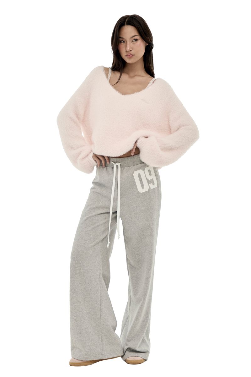 09 Numbering straight pants, Pink