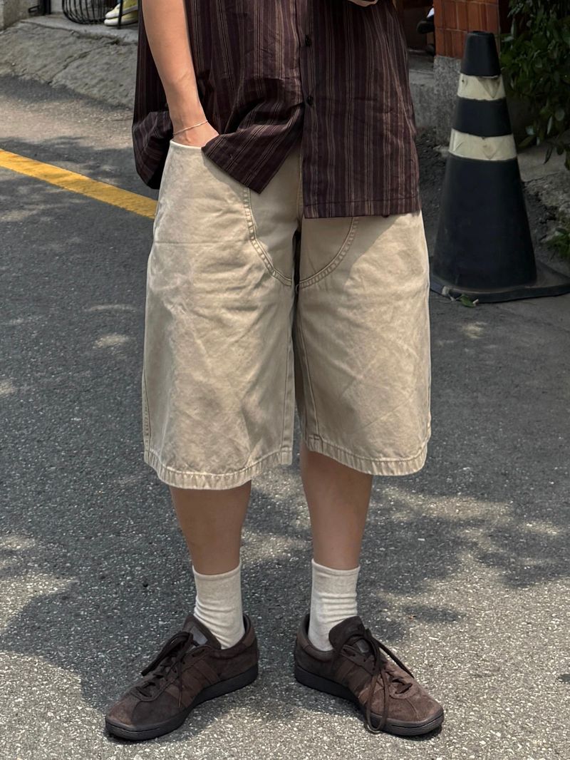 Dying double carpenter bermuda pants