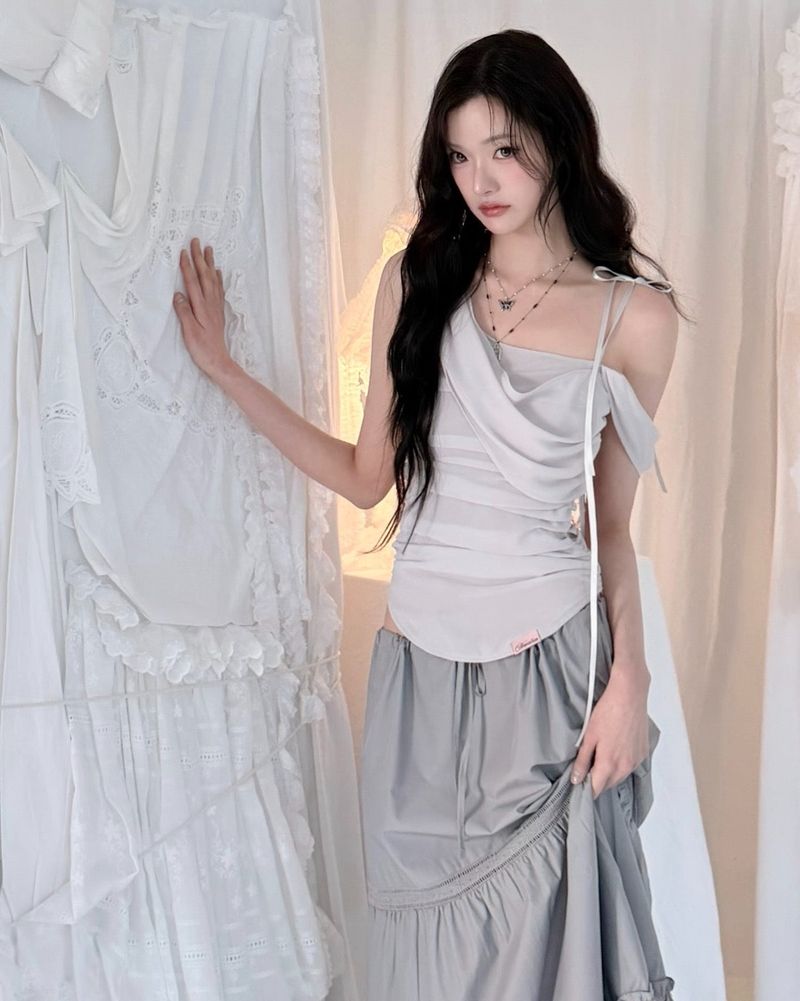 Glow Chiffon Shirred Sleeveless Blouse