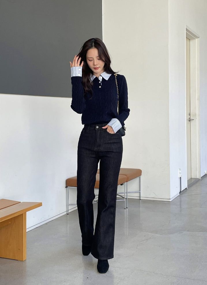 Corgette Brushed Span Bootcut Denim Pants