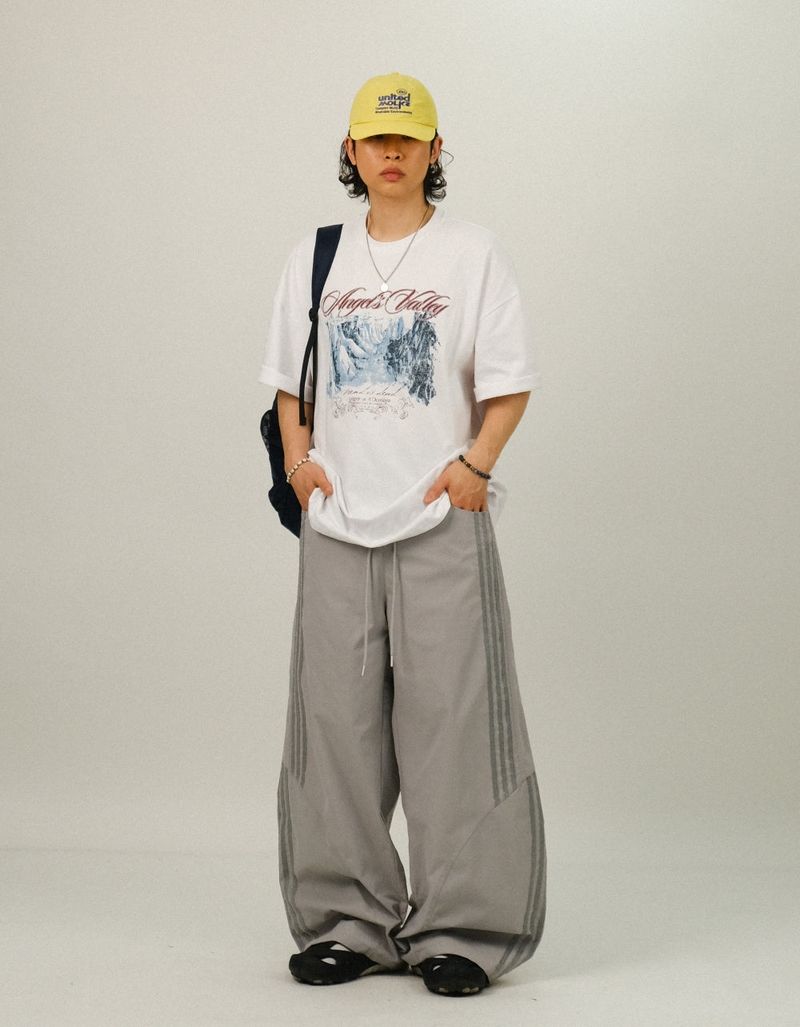 RU Track Nylon Curved Banding Pants