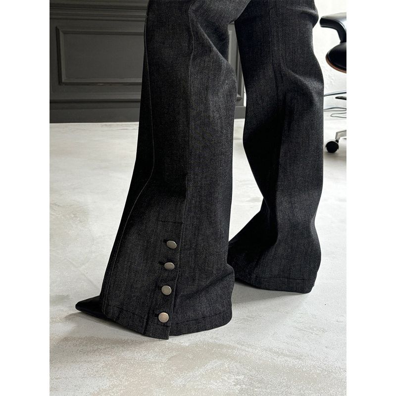 Slit button boots cut pants(2color)