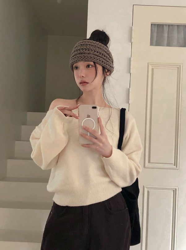MN Daily Wool Off Shoulder Knit (4color)