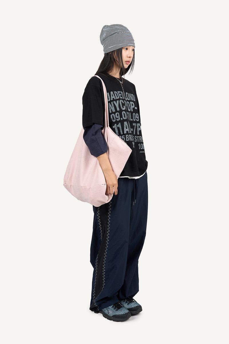 Slub color matching raglan three quarter T-shirt