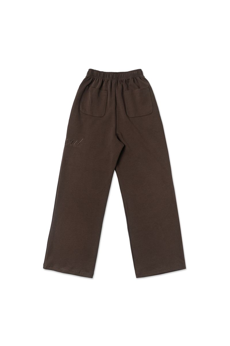 Lettering sweat pants_brown