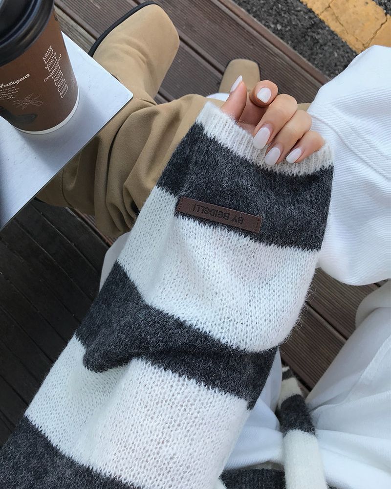 [ORIGINAL] LACKUN Striped Muffler Knit Set