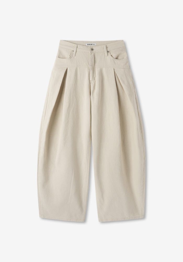 DE Side One-tuck Fleece Cotton Balloon Pants