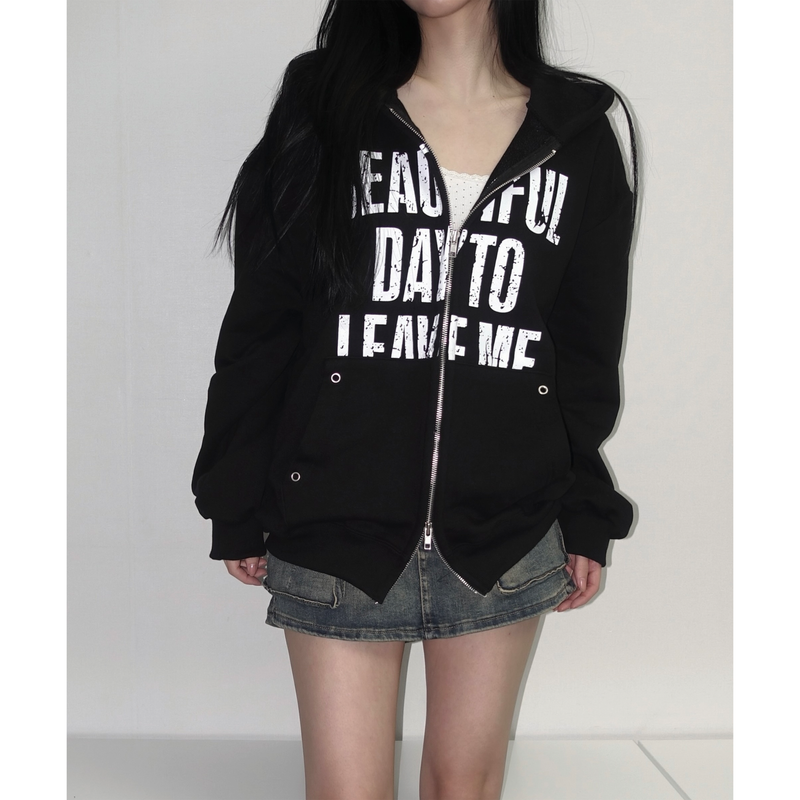 Street Lettering Two-Way Zip Hoodie