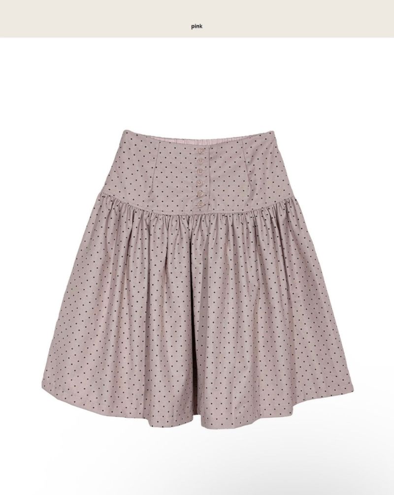 cheek dot flare button midi sk