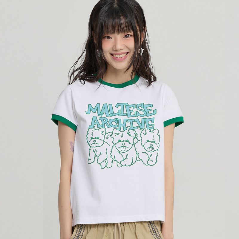 WaiKei（ワイケイ）の「マルチーズ アーカイブ ライン グラフィック リンガー ハーフ スリーブ Tシャツ（トップス）」