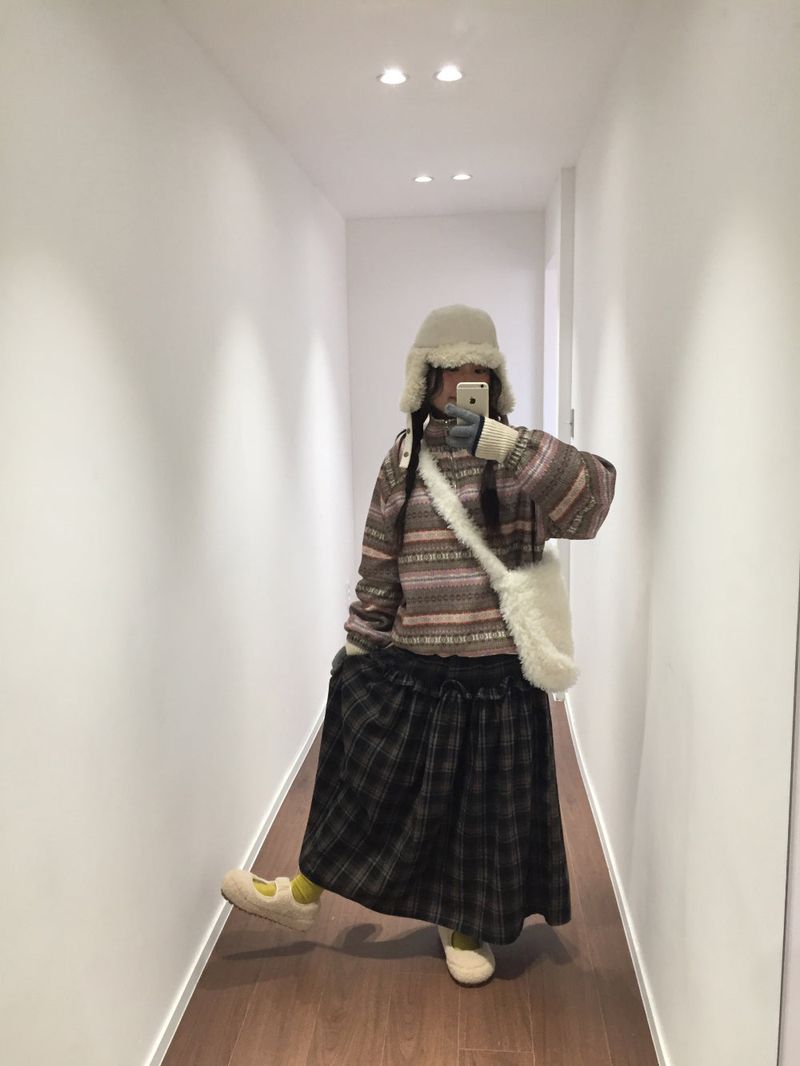 Bella Checkered Long Skirt (2color)