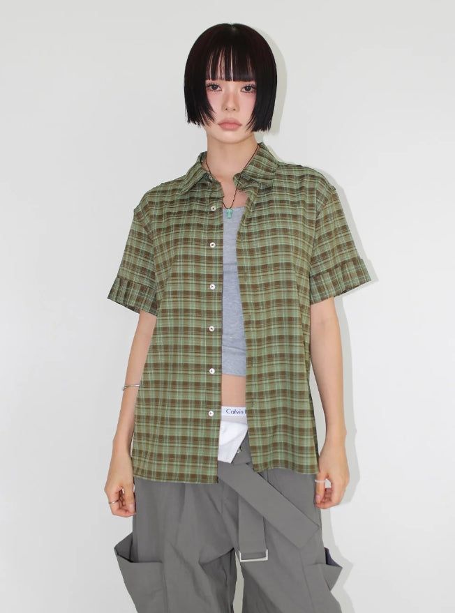 CHECK ROLL-UP SHIRT