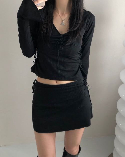 Perry Strap Shirring T (2color)