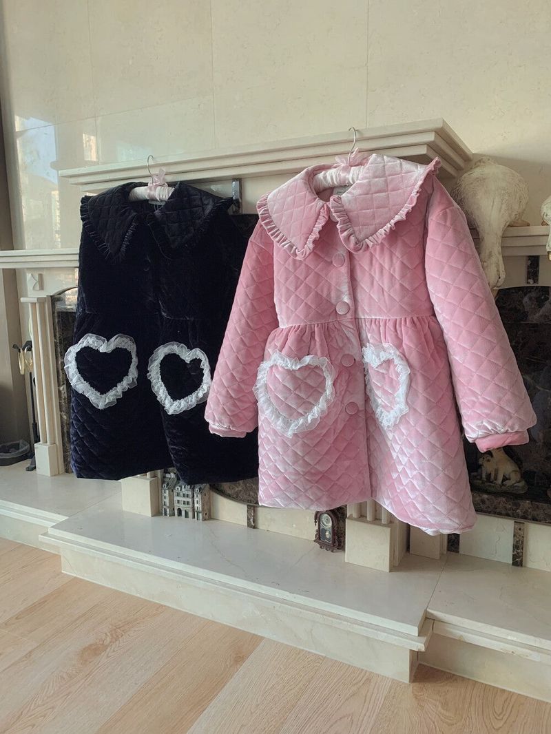 Lovable Velvet Quilted Padded Coat ( Black )