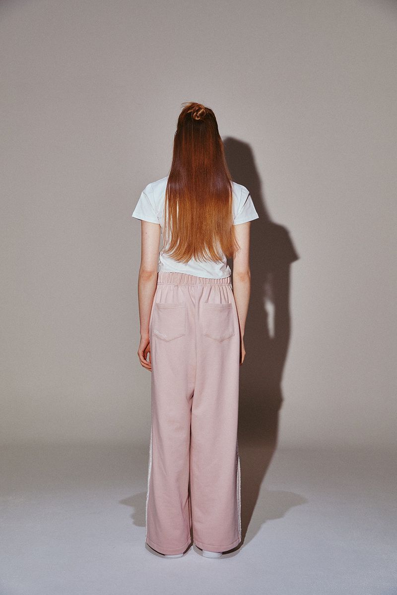 Lace Tape Track Pants Pink