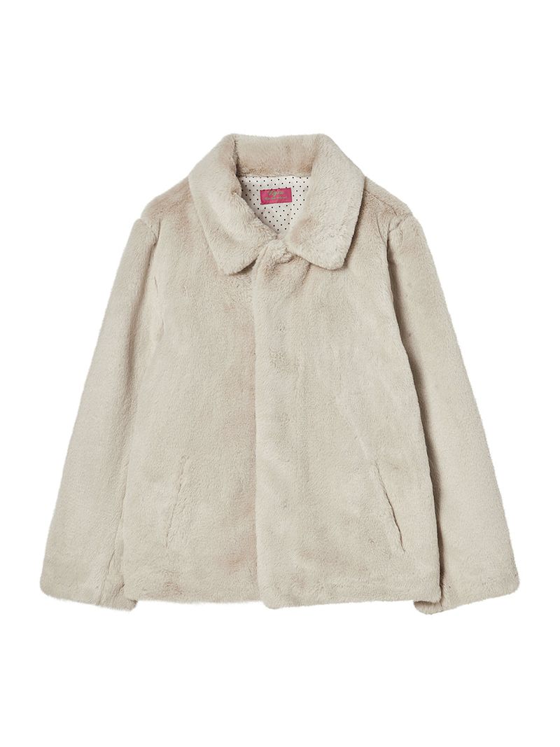 COLLAR FUR JACKET BEIGE
