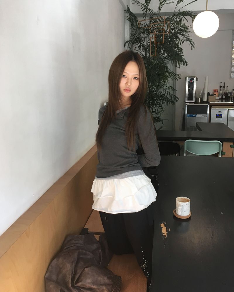 Shirring layered skirt
