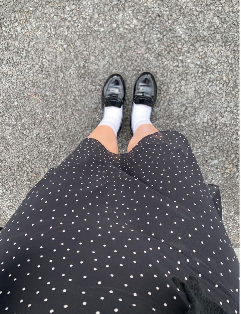 fine dot midi skirt