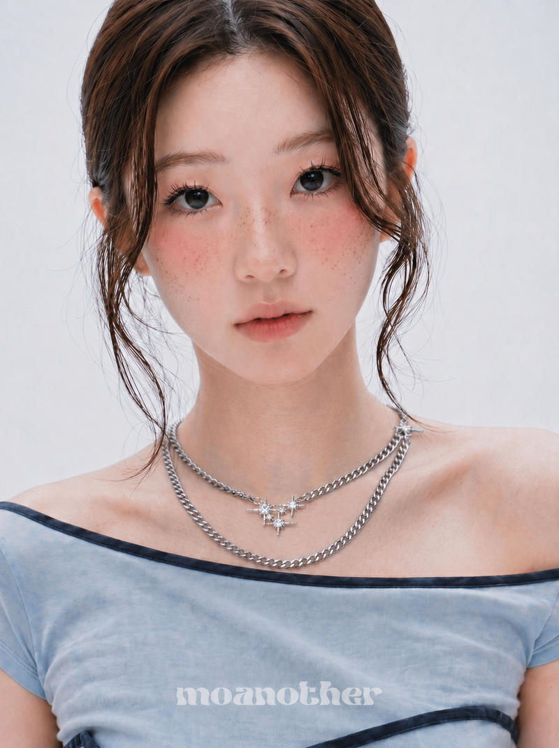moanother（モノアザー）の「[StrayKids Felix,Leeknow Pick] トリプルフラッシュサージカルレイヤードネックレス（アクセサリー）」