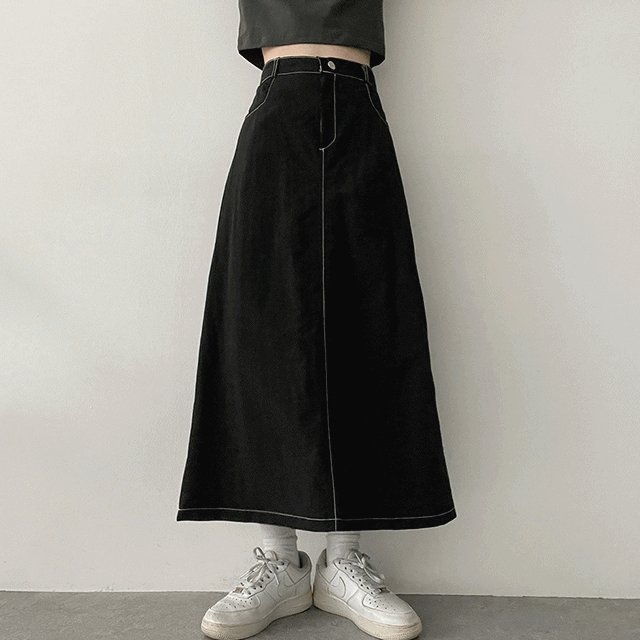 hijjoo（ハイチュー）の「Zitonylon Stylish Banding Long Skirt（Skirts）」