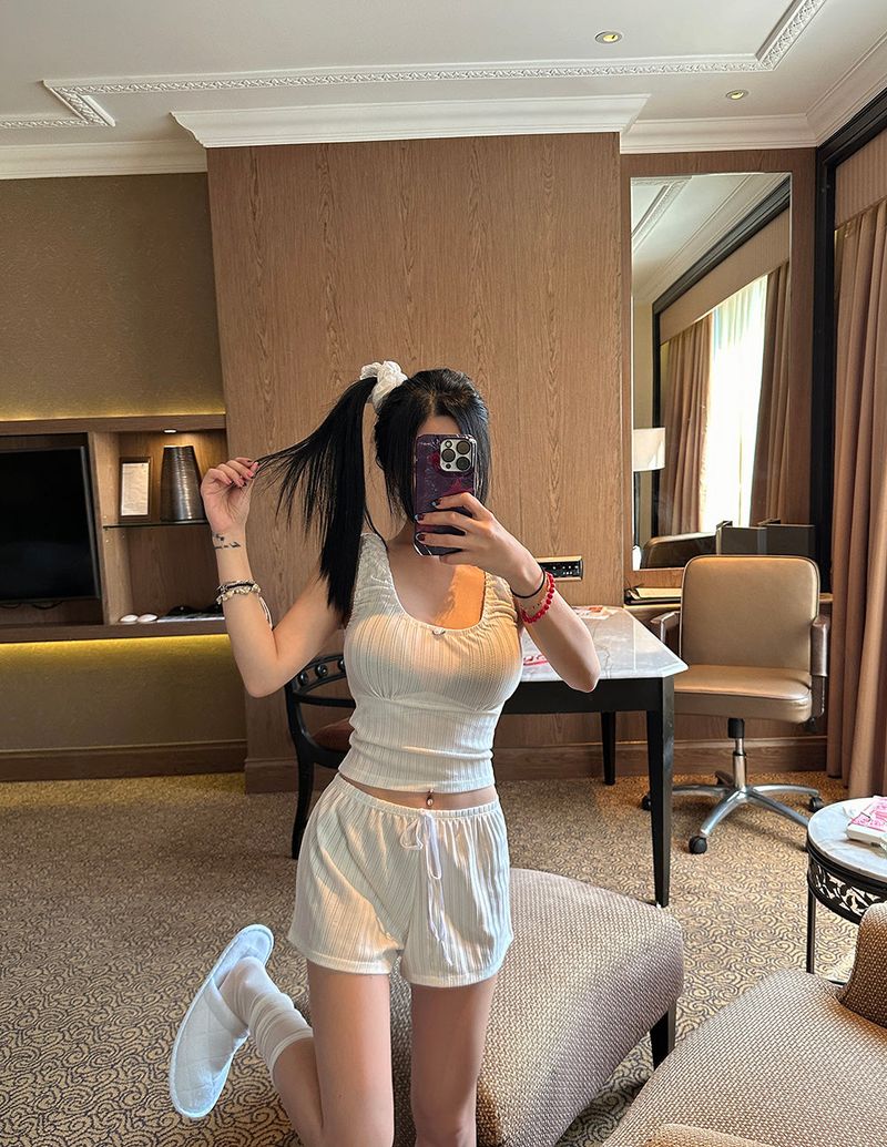 Eyelet Homewear Shirring Sleeveless