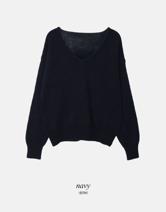 #Soft Wool V-neck Loose Fit Knit (6color)