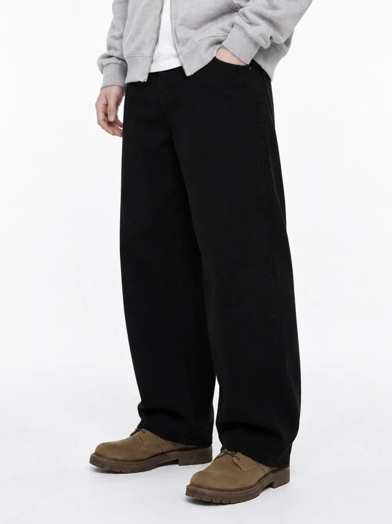 basic washing wide cotton pants (black)