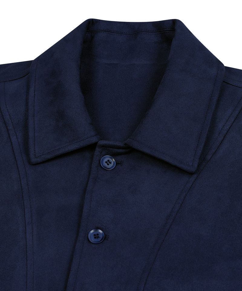 87-STAN033 [Vegan Suede] Bold Waistich Suede Jacket Navy