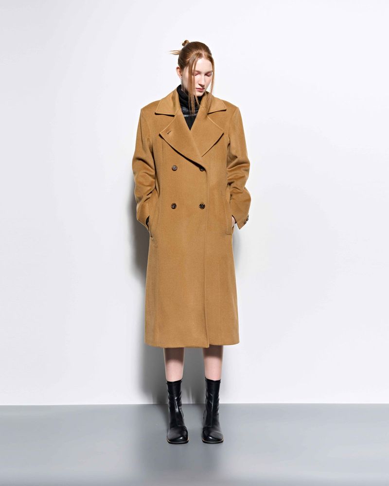 Wide Collar Oversized Double Wool Coat _ Camel