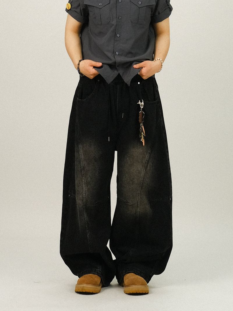 EA PINTUCK CURVED DENIM PANTS