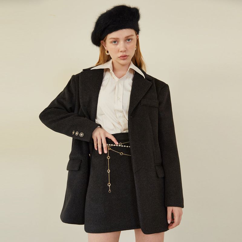 GOLD BUTTON POINT JAKET (CHARCOAL BLACK)