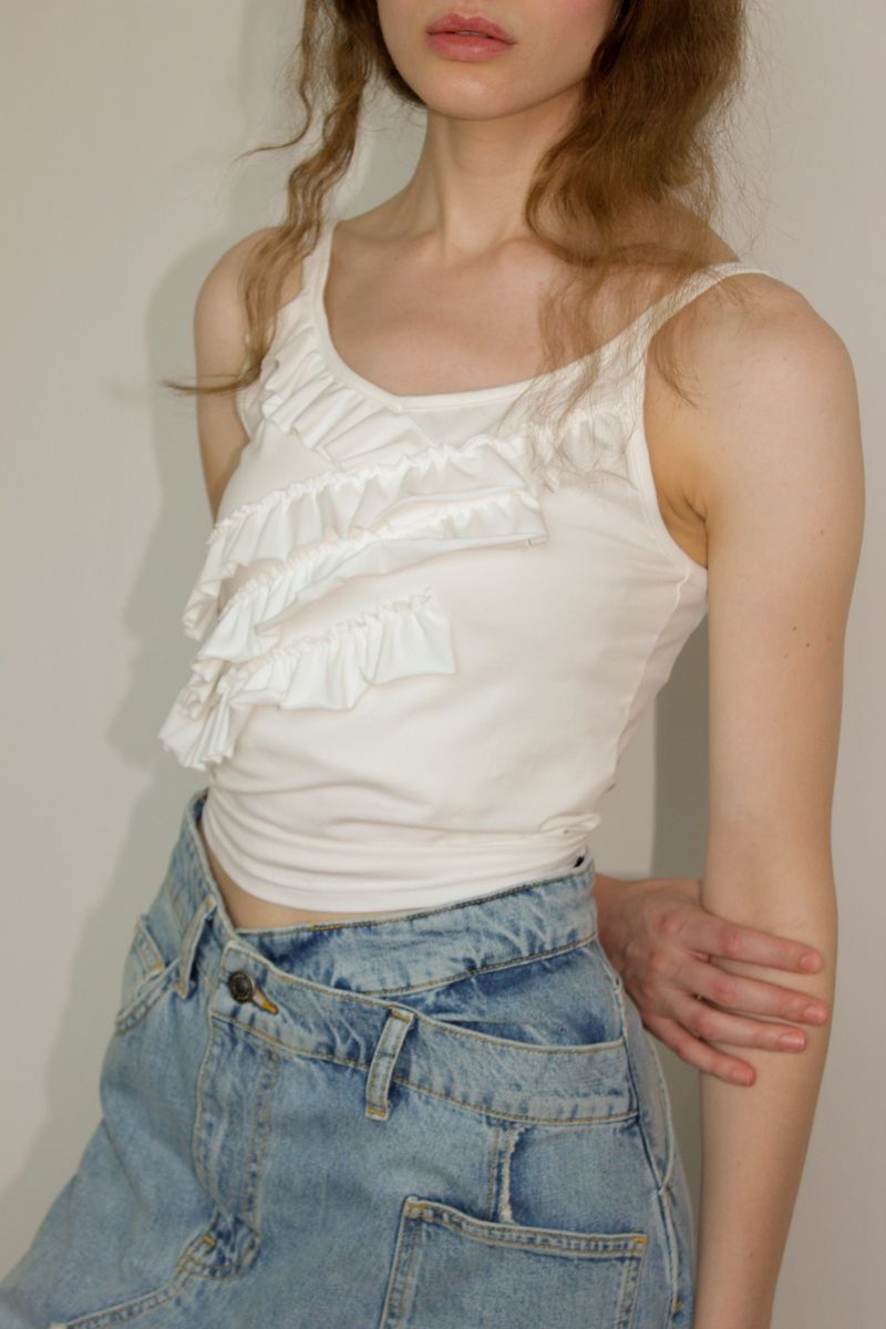 FRILL CAMI TOP / IVORY