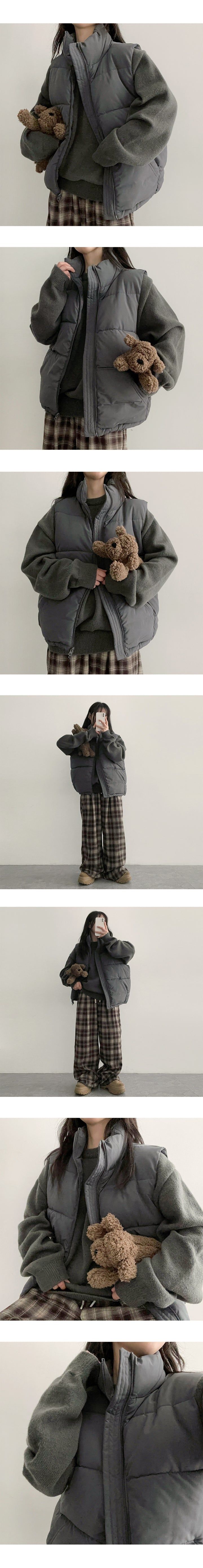 Two-way Basic Boxy Padded Vest