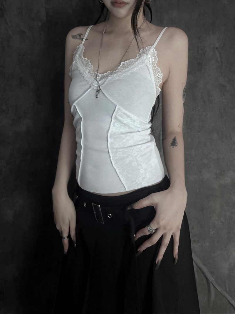 spring lace ribbon sleeveless (2color)