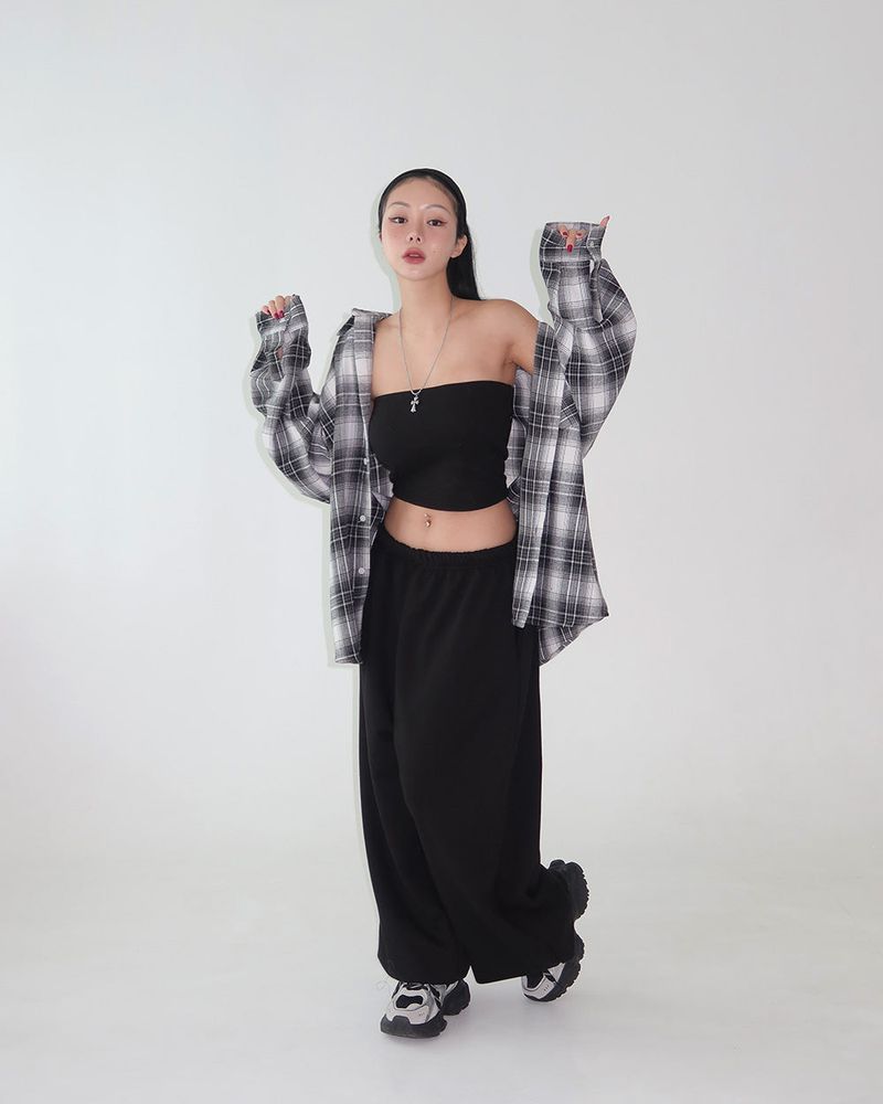 Dusen Tube Top & Jogging Pants Two Piece Set