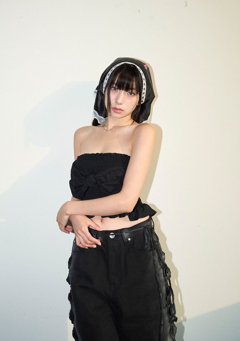 bow tube top - black