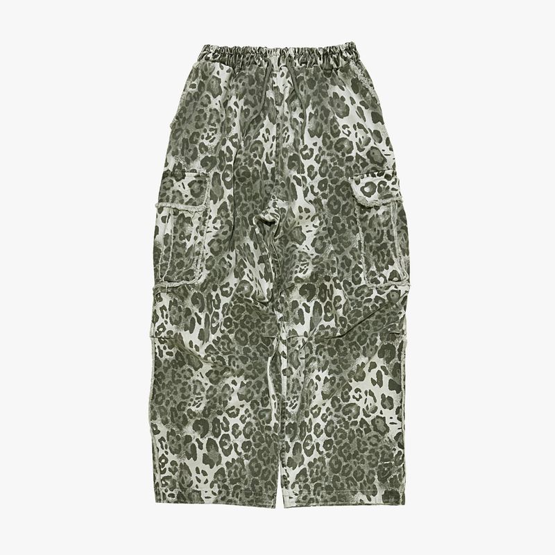 leopard grunge wide pants_grey