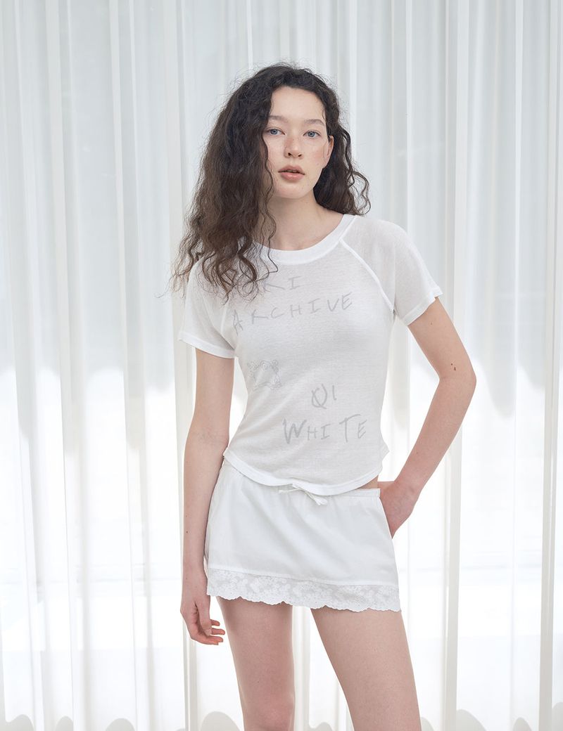 Floral Vine Mini Skirt_White
