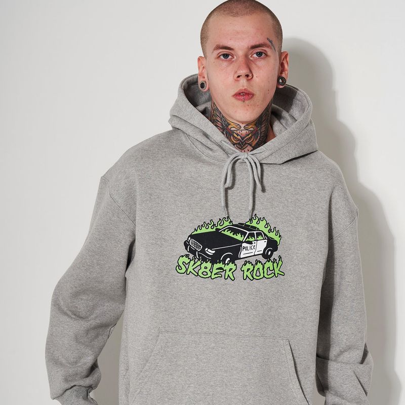BURNING CAR HOODIE GRAY