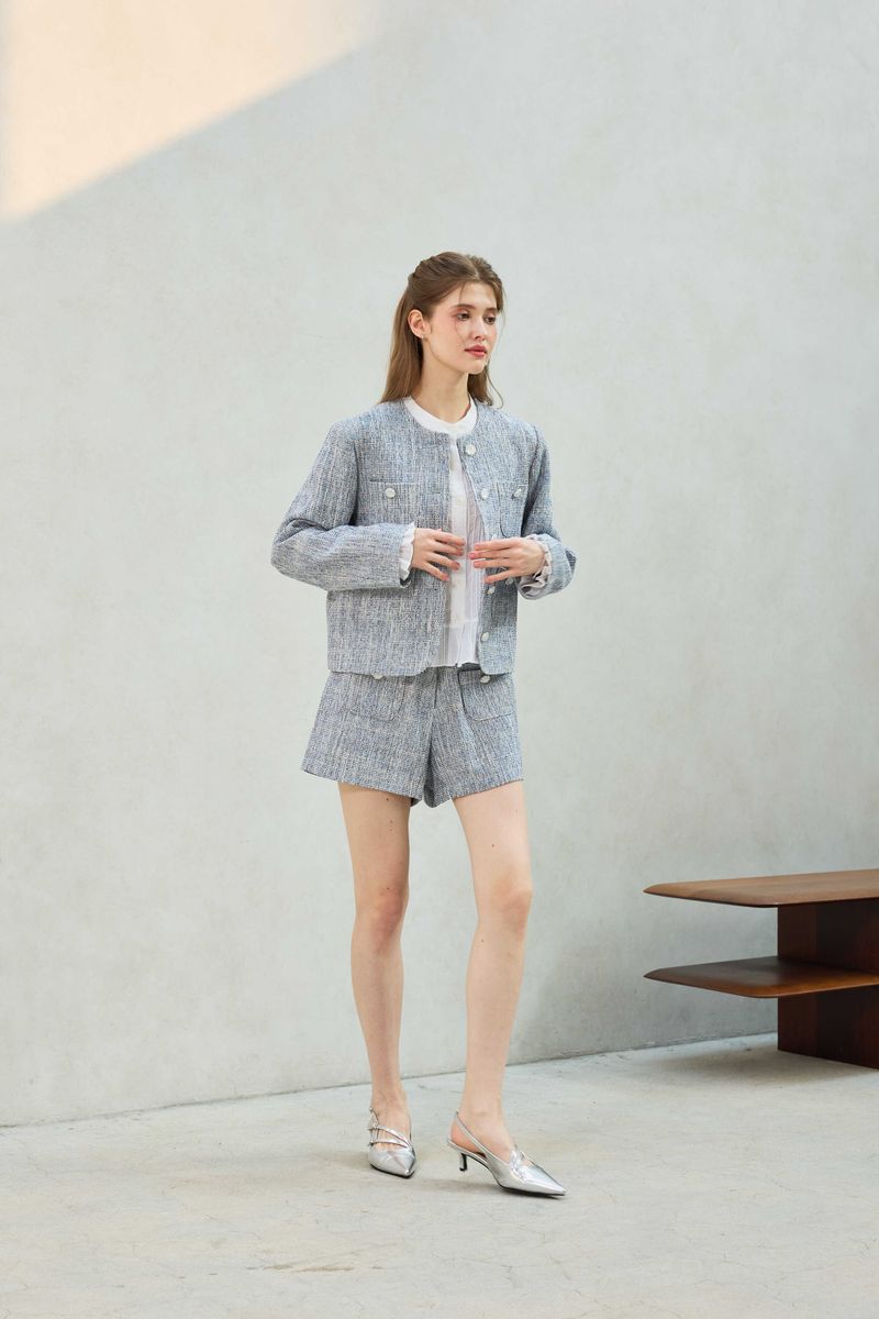 CHERISH TWEED SHORTS PANTS / SKY BLUE