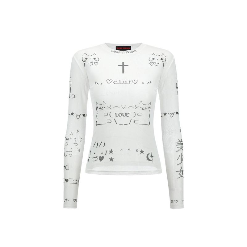 0 2 emoji mesh top - WHITE