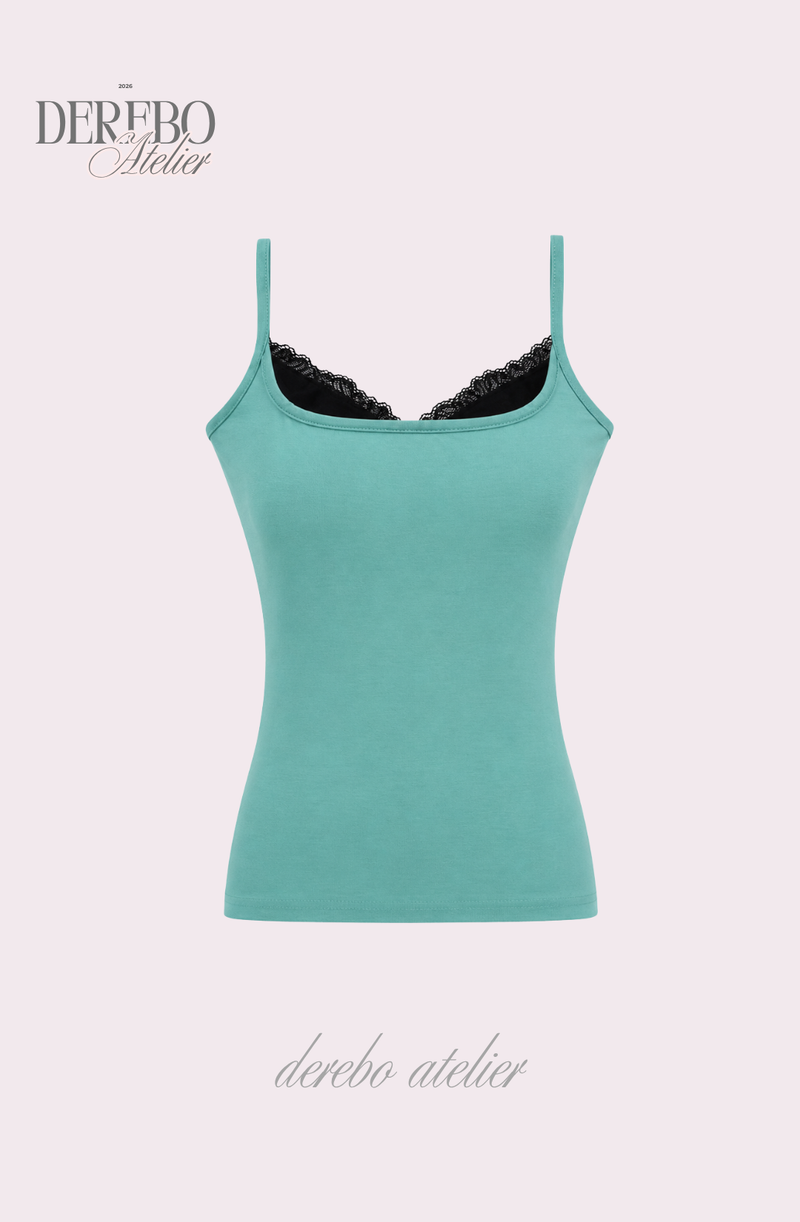 Mint lace layered sleeveless t-shirt