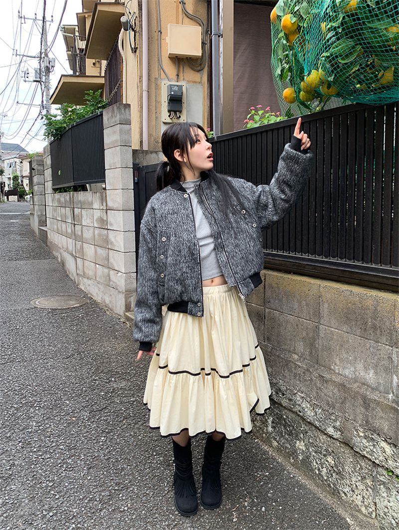 TAPE FLARE RIBBON SKIRT (2C)