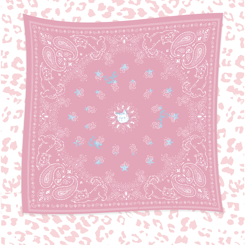 Paisley cat bandana scarf_ pink