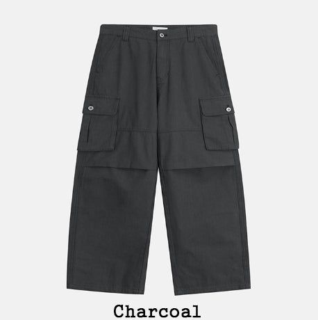 Merrick Herringbone Cargo Wide Pants