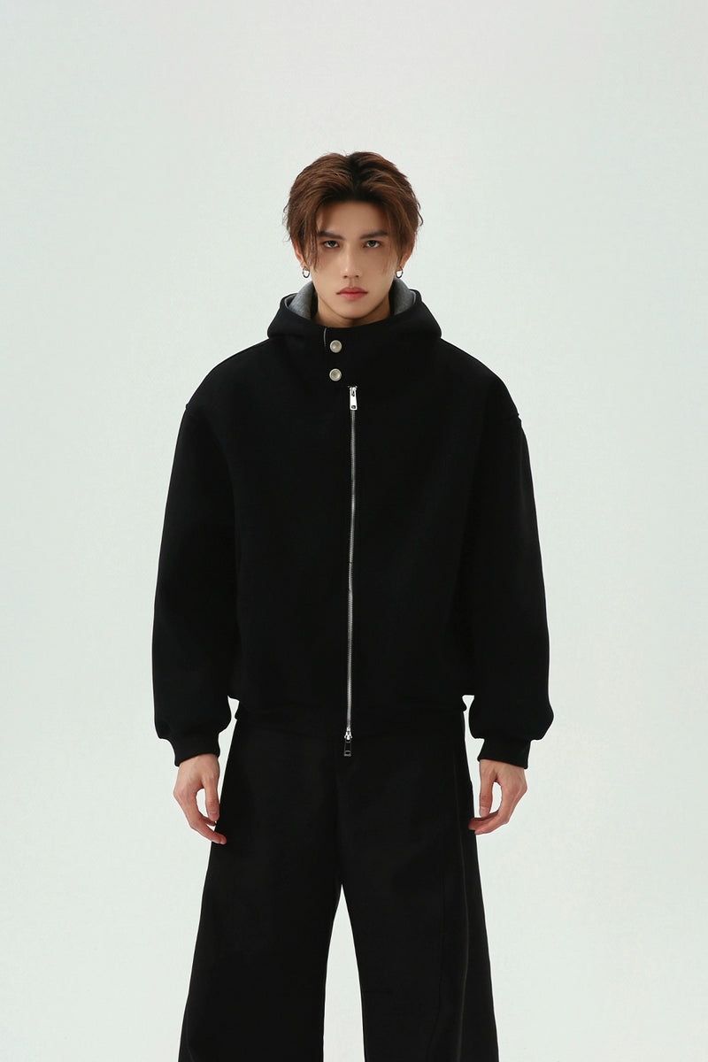 Dual Zip Hooded Sweatshirt Jacket