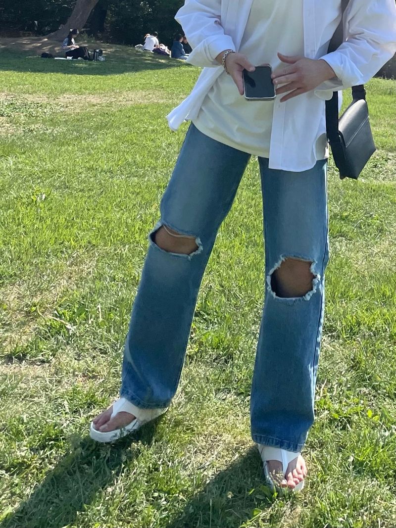 EASY DETROYED DENIM PANTS(2COLOR)