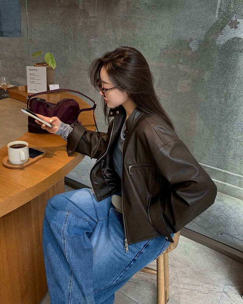 [BELLIDE MADE] BAND COLLAR, SUEDE CROP JACKET